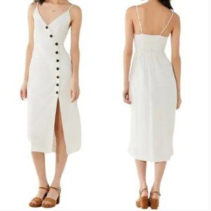 Urban Outfitters Amber Button-Down White Linen Midi Dress - Like New!